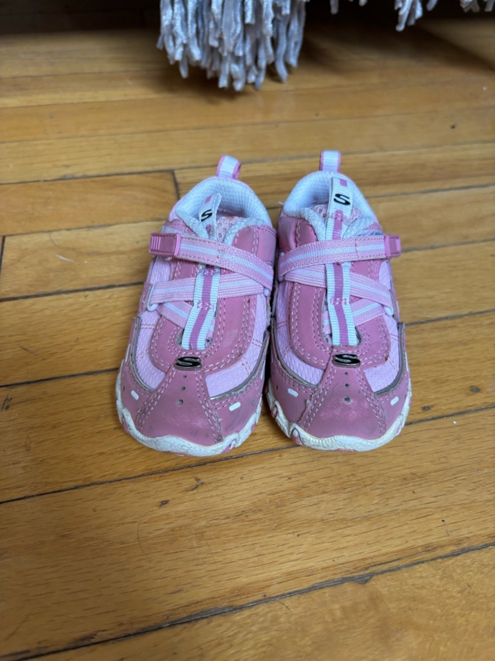Skechers Girls Pink and Light Pink Hook-and-Loop Sneakers